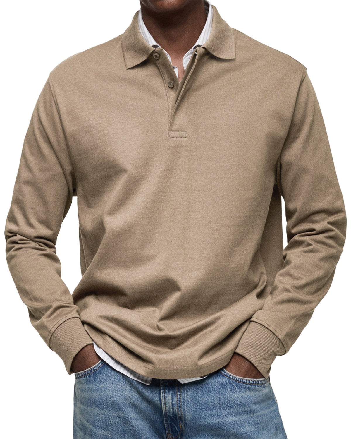 Elegantná polokošeľa s dlhým rukávom Igor – Khaki
