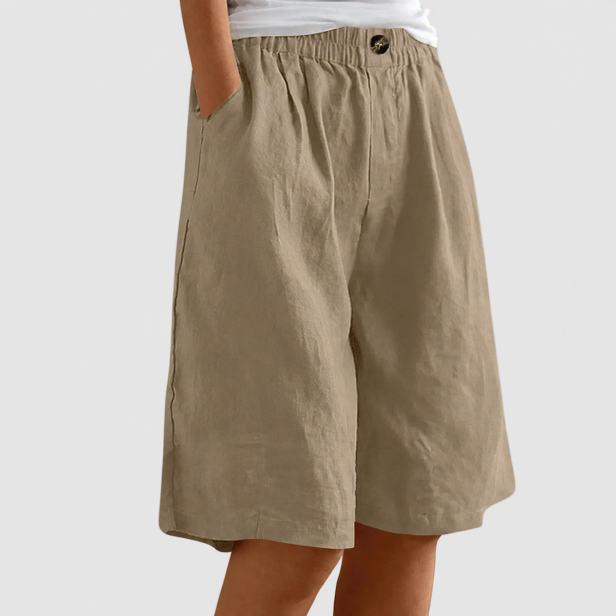 Voľné šortky s elastickým pásom Andrea – Khaki