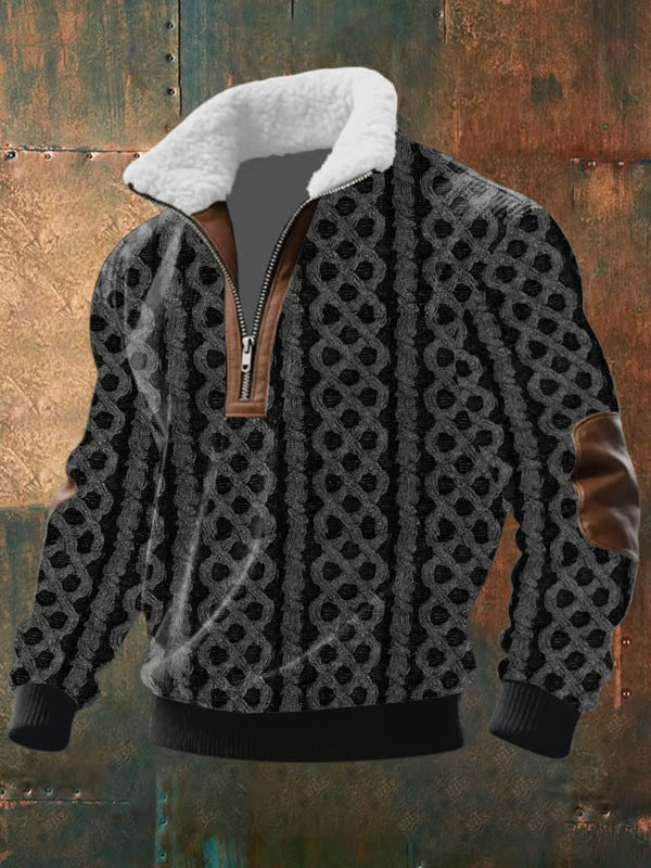 Zateplený sveter na zips s vysokým golierom Hugo – Čierna štruktúrovaná