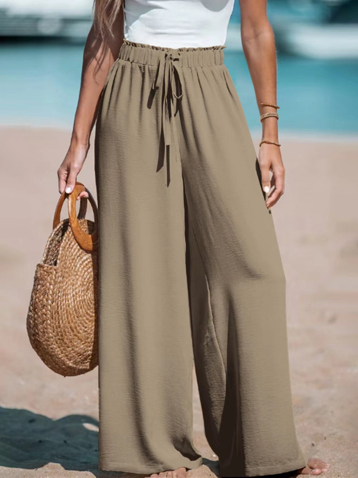Elegantné široké nohavice Regína – Khaki